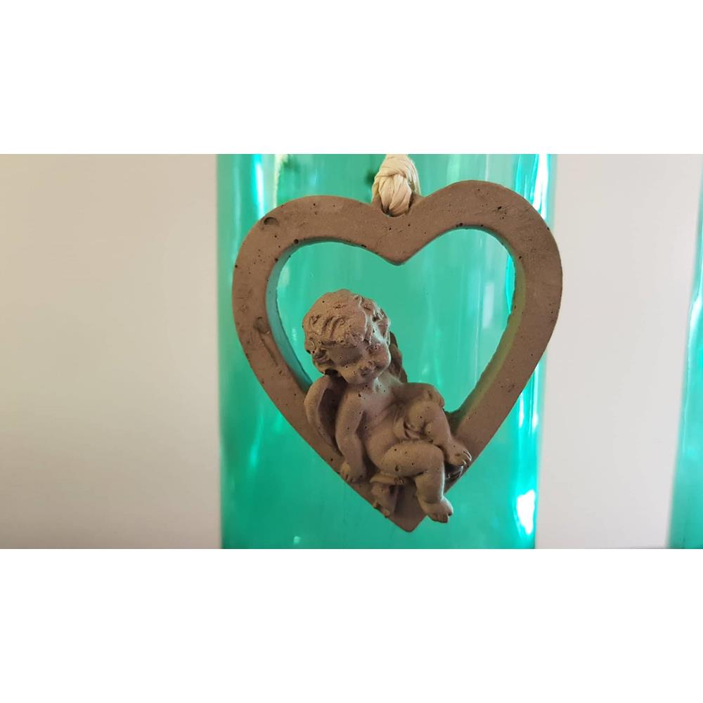 Asmak İçin Melek İle Kalp Silikon Kalıp - SHCMOLDS ( Y/G: 7 x 6,5 cm )