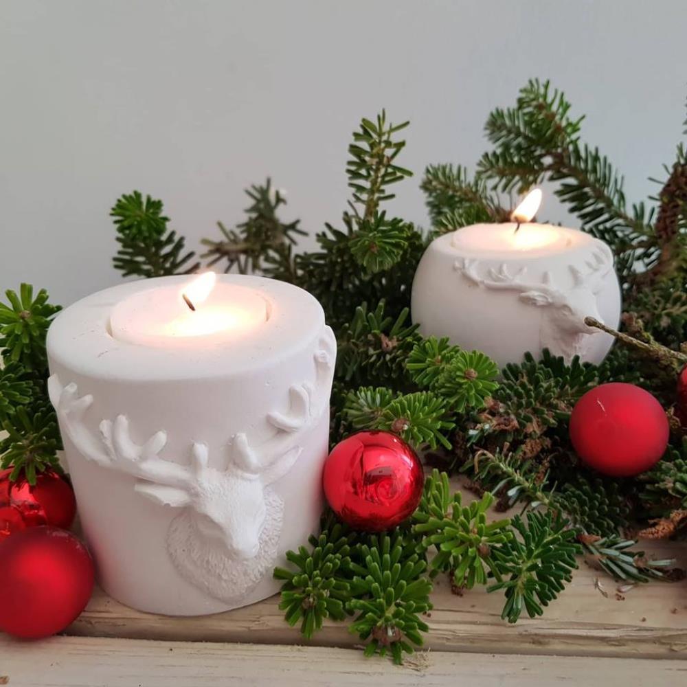 Geyikli Silindir Mumluk Silikon Kalıp - SHCMOLDS ( Y/G: 7 x 6 cm )