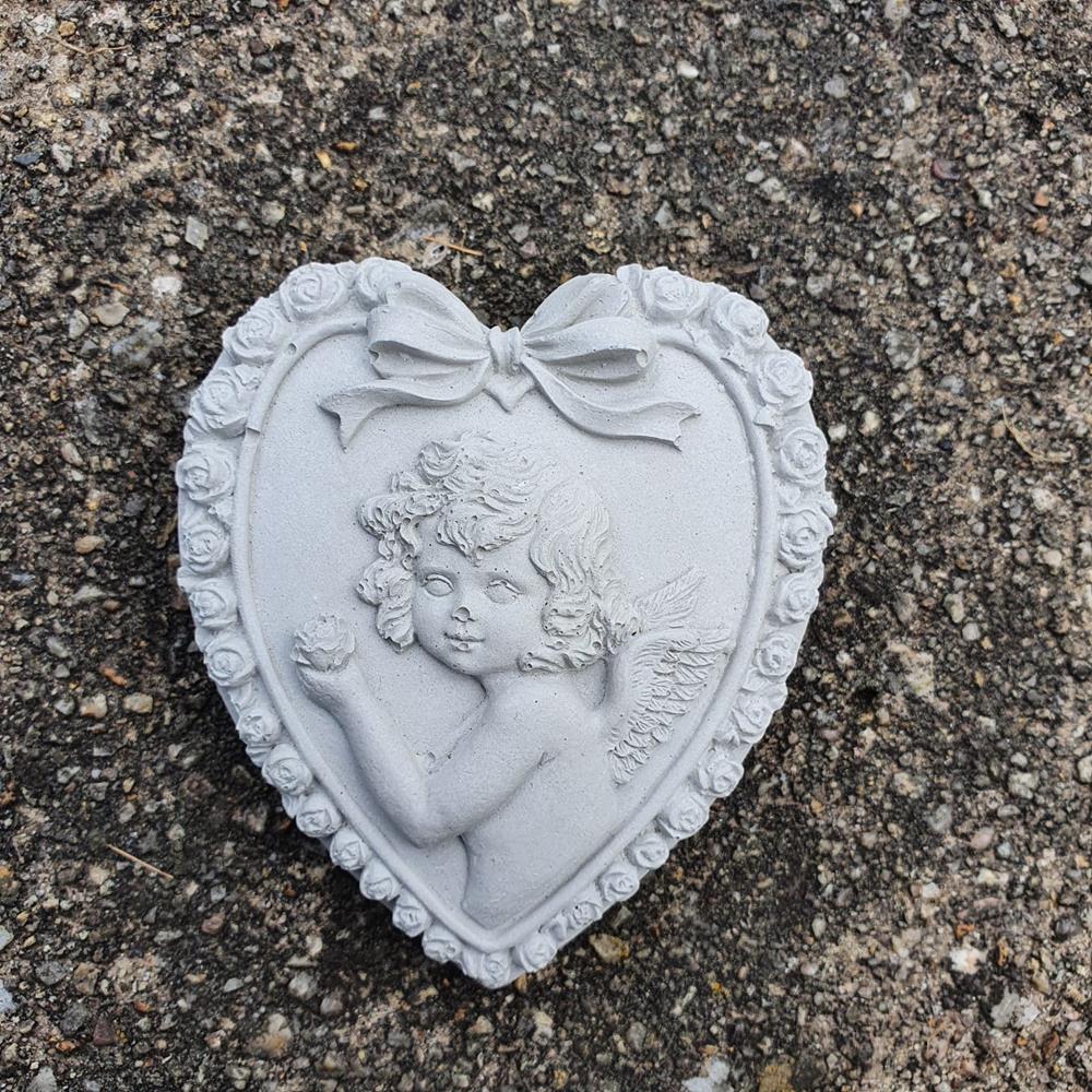 Sevgi Dolu Melekli Kalp Silikon Kalıp - SHCMOLDS ( Y/G/D: 8 x 7,5 x 2 cm )